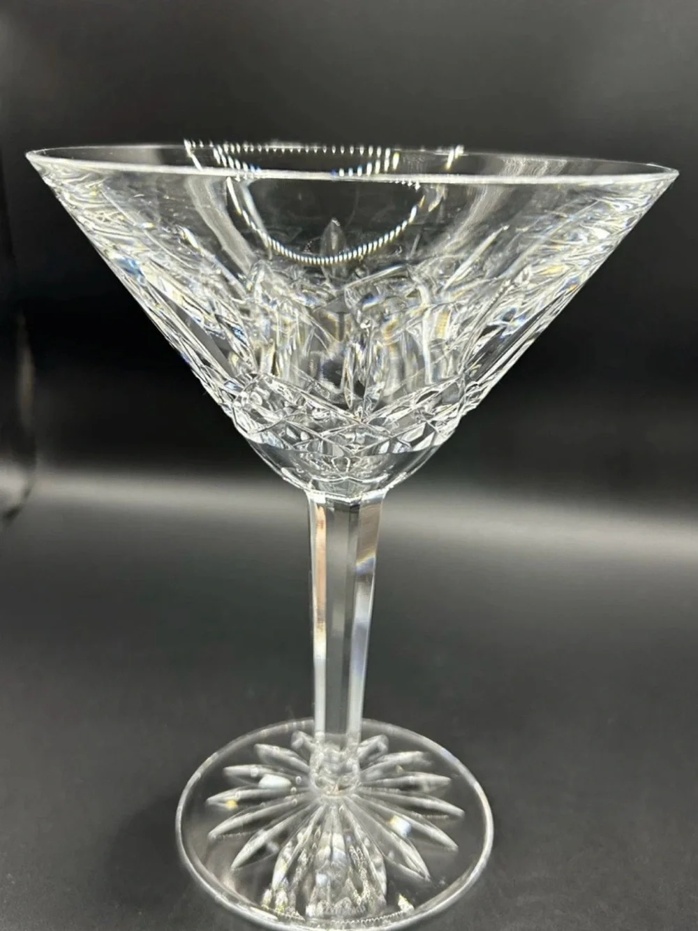 2 Waterford Crystal Lismore Martini Glasses Signed Seahorse Logo